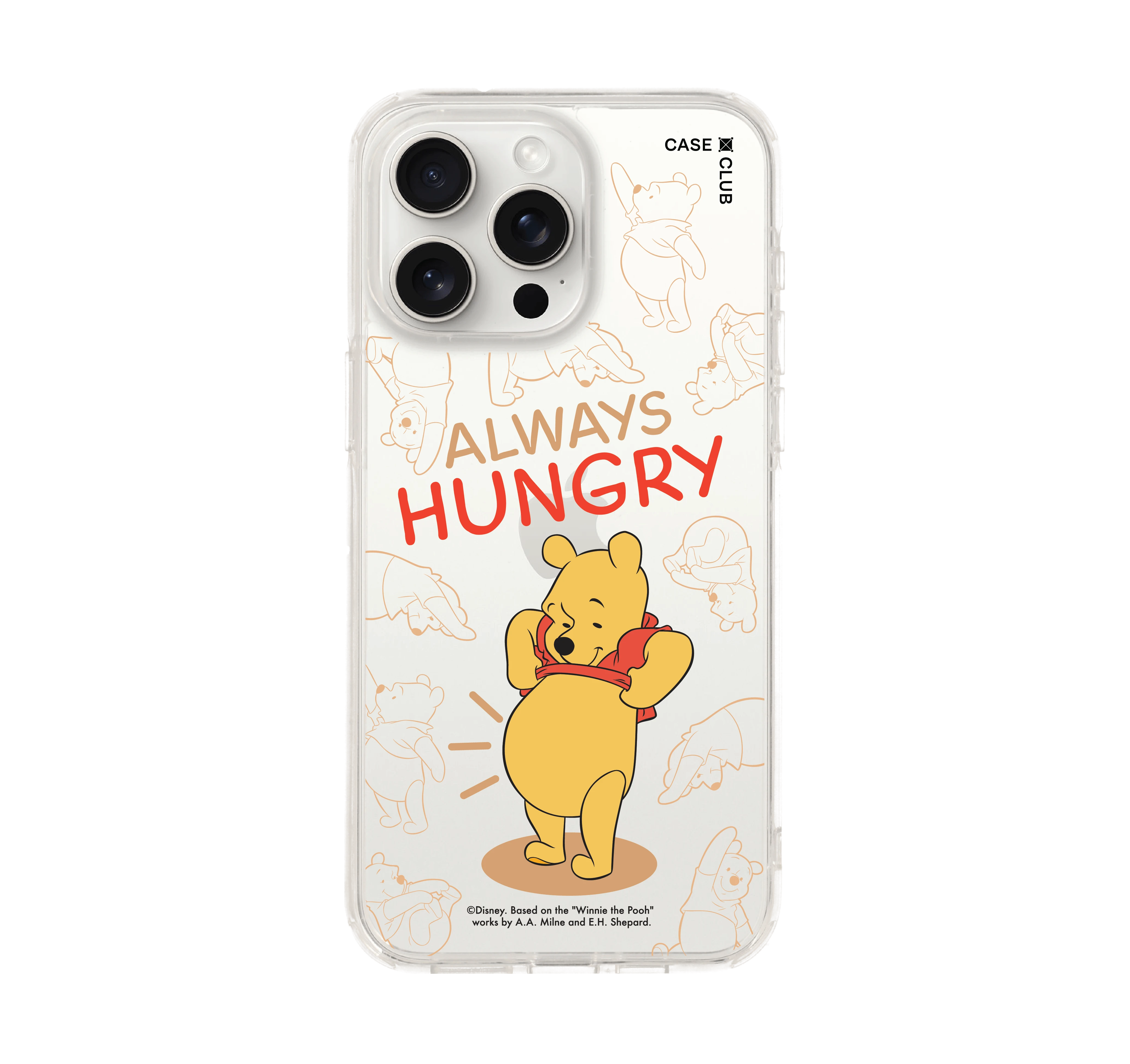 iphone 15 pro max clear case winnie the pooh always hungry